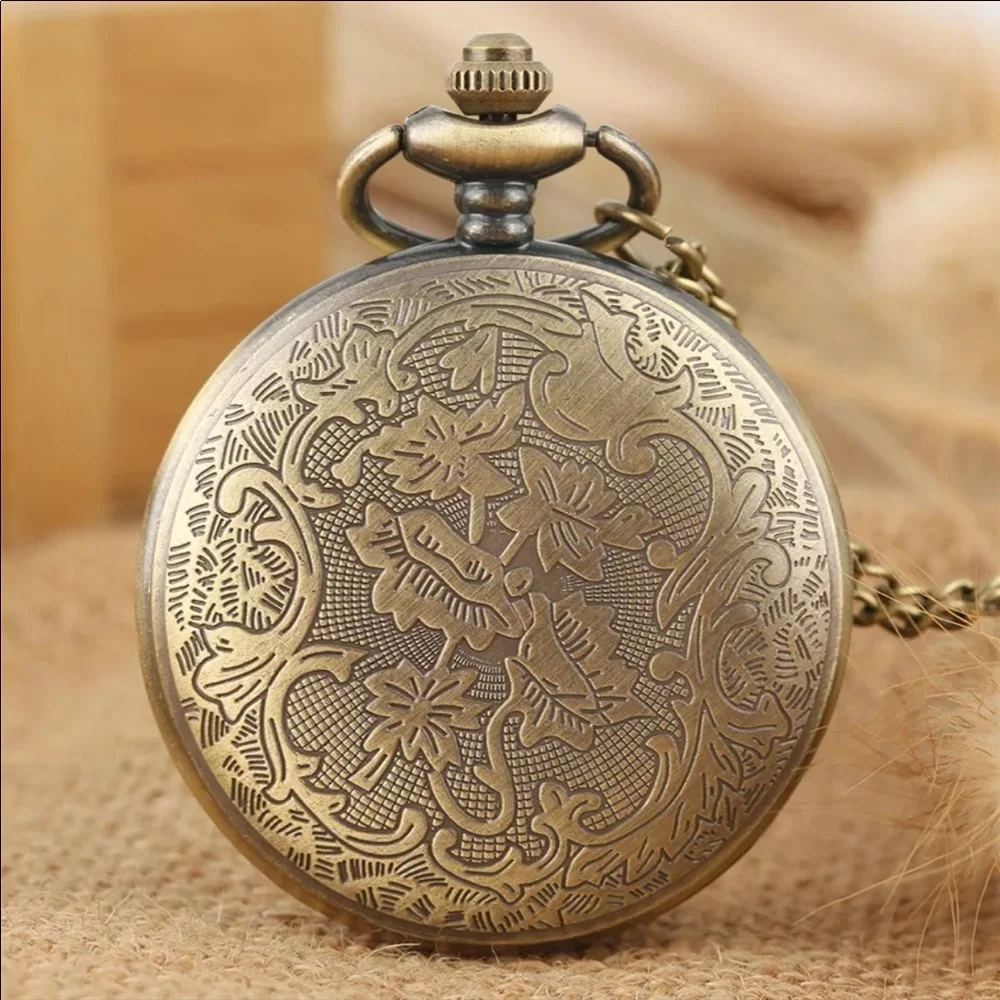 NEW Flower Bronze Necklace Pocket Watch - Picture 3 of 6